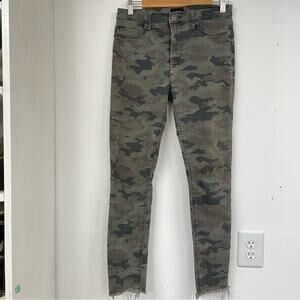 Hudson Green Camo Barbara High Waist Crop Raw Hem Jeans Womens 28 Super Skinny